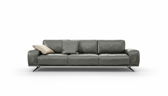 Sofa 3 Siedziba Luxury Meble Salon Skóra Sofa Trzyosobowa Szara Design Prianera
