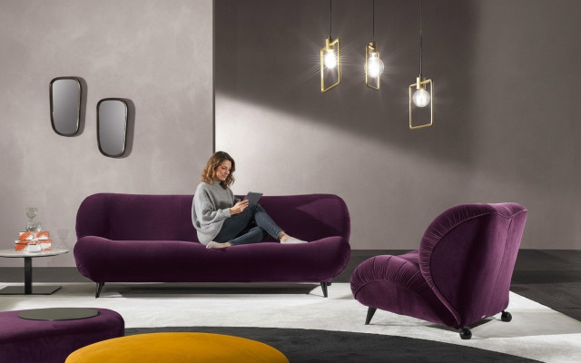 Grupa Set Zestaw sofowy 3+1 miejsce do siedzenia 2-częściowy. Meble Sofy Fotel Luxury Siedziba Fioletowe Nowe
