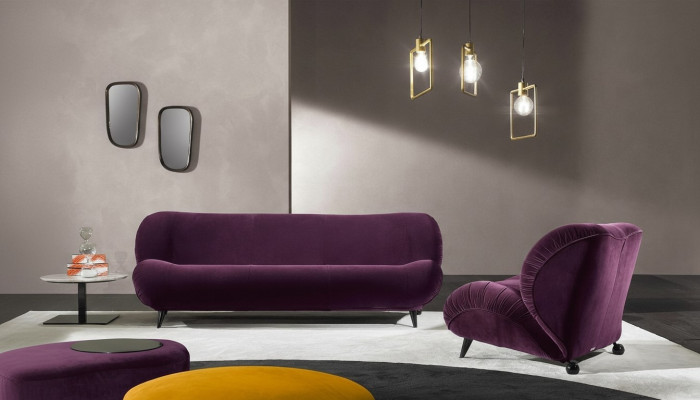 Grupa Set Zestaw sofowy 3+1 miejsce do siedzenia 2-częściowy. Meble Sofy Fotel Luxury Siedziba Fioletowe Nowe