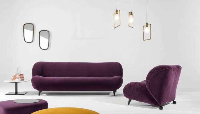 Grupa Set Zestaw sofowy 3+1 miejsce do siedzenia 2-częściowy. Meble Sofy Fotel Luxury Siedziba Fioletowe Nowe