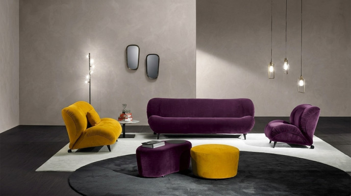 Nowoczesny Zestaw sofowy 3+2 miejsce do siedzenia Fotel x2 Stołek designerski komplet wypoczynkowy Stylowe meble do salonu