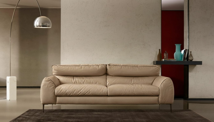 Skórzana sofa do salonu beżowa dwuosobowa sofa designerska Podkładka sofy 2 Siedziba Prianera