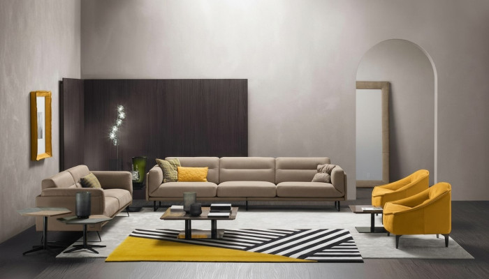 Kompletny zestaw wypoczynkowy Zestaw sofowy Sofa Beżowa 4+3 Siedziba Grupa Skóra