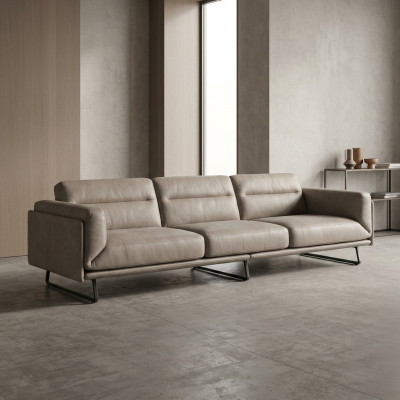 Sofa 4 miejsce do siedzenia skórzane sofy luksusowa designerska kanapa beżowa luksusowa podkładka czteroosobowa xxl