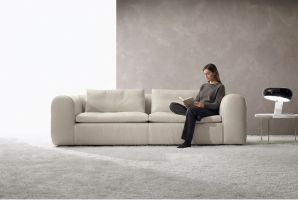 Sofa 3 Siedziba Meble Skóra Biały Sofy Trzyosobowe Luksusowy Salon