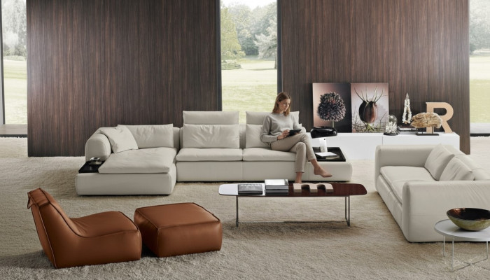 Design Sofa L Shape Podkładka Kanapa Salon Narożnikowa kanapa Skóra Luxury Meble