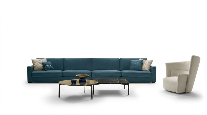 Sofa 4-miejsce do siedzenia Podkładka Couch Skóra Sofy Design Italian Meble Blue
