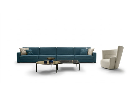 Sofa 4-miejsce do siedzenia Podkładka Couch Skóra Sofy Design Italian Meble Blue