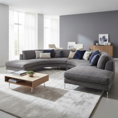 Okrągłe luksusowe Żywy krajobraz narożnik Zestaw narożny Podkładka Meble Sofa