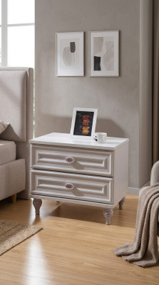 Design Stolik nocny Boczne Konsole Stołowe Biały stoły Meble Drewno Nowe