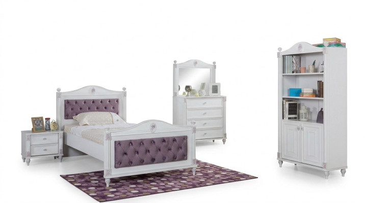 Designerski zestaw do pokoju młodzieżowego Łóżko Szafki nocne Kredens w komplecie 4 sztuki.