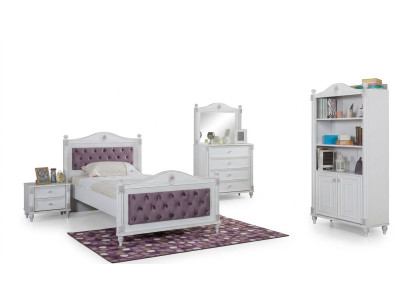 Designerski zestaw do pokoju młodzieżowego Łóżko Szafki nocne Kredens w komplecie 4 sztuki.