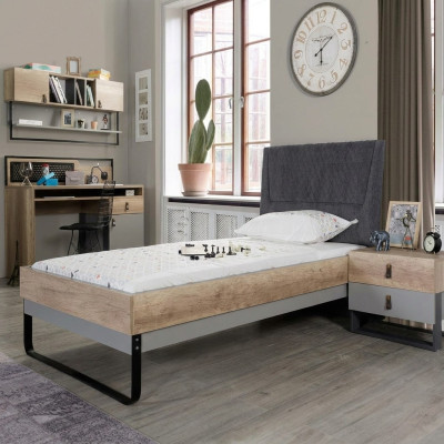 Designerski pokój młodzieżowy Sypialnia Łóżko Stolik nocny Biurko 3-częściowe.