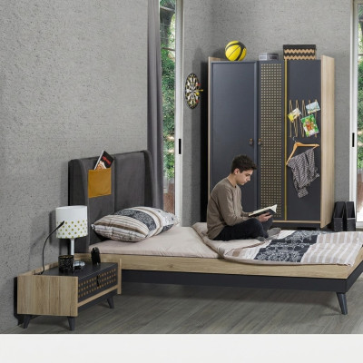 Designerski żłobek Sypialnia Stolik nocny Łóżko Szafa 3-częściowe