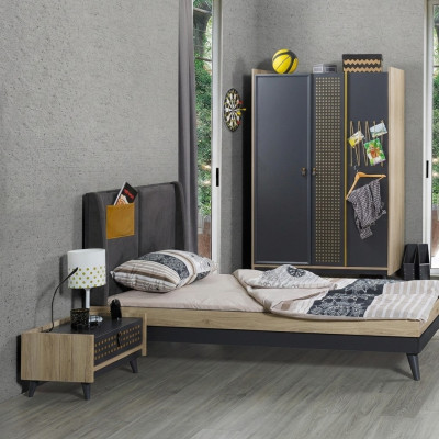 Designerski żłobek Sypialnia Stolik nocny Łóżko Szafa 3-częściowe