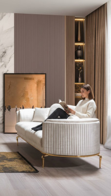 Luksusowa trzyosobowa sofa rozkładana nowoczesne kanapy Włókienniczy Materiał 234cm xxl