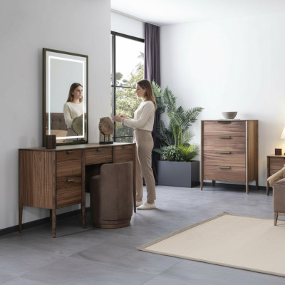 Toaletka Zestaw konsola Lustro materiał Drewno Sypialnia Meble Design Stołek