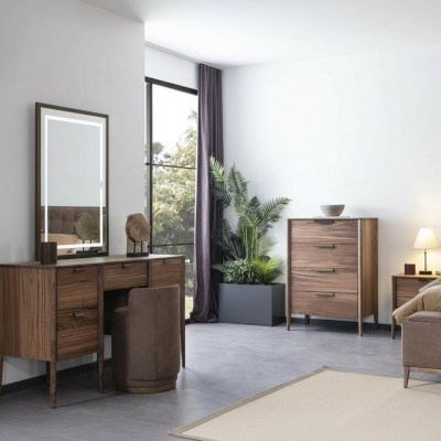 Toaletka Zestaw konsola Lustro materiał Drewno Sypialnia Meble Design Stołek
