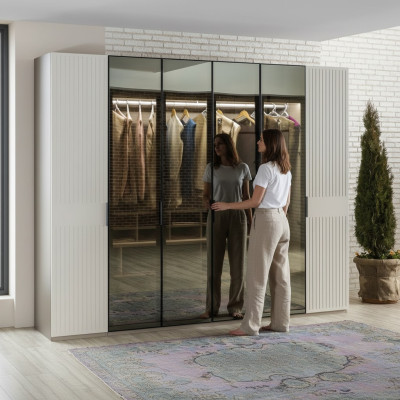 Loft Szafa Luksusowa Sypialnia Drewno Szafa Szklana Szafka Meble Design