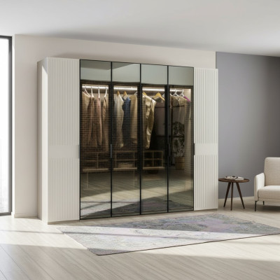 Loft Szafa Luksusowa Sypialnia Drewno Szafa Szklana Szafka Meble Design