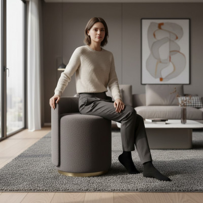 Design Fotel Luxury Ottoman Toaletka Stołek Okrągła Podkładka Krzesło Ławka