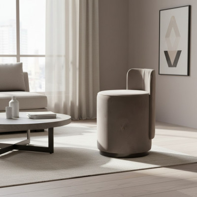 Design Fotel Luxury Ottoman Toaletka Stołek Okrągła Podkładka Krzesło Brązowa Ławka