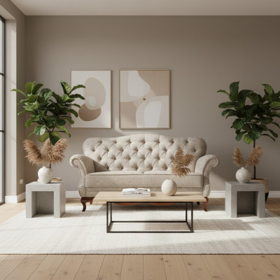 Sofa dwuosobowa Chesterfield Meble do salonu Włókienniczy Poduszka na siedzisko