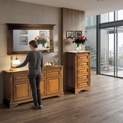 Kredens 160cm z Lustro w stylu wiejskim Meble Komody Kredens Drewno