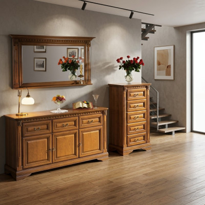 Kredens 160cm z Lustro w stylu wiejskim Meble Komody Kredens Drewno