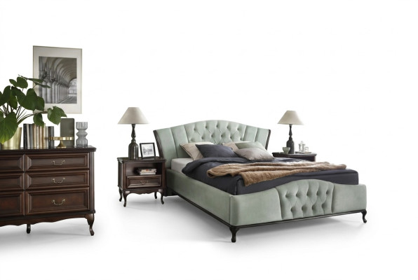 Green Chesterfield Łóżko z Drewno Sypialnia Meble łóżka Royal