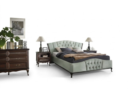 Green Chesterfield Łóżko z Drewno Sypialnia Meble łóżka Royal
