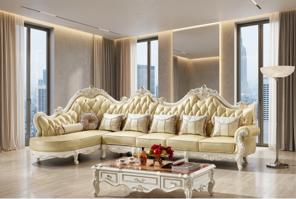 Klasyczna sofa Chesterfield Couch Podkładka Ustawić Narożnikowa kanapa Baroque Narożnik