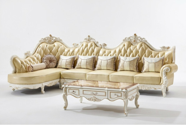 Klasyczna sofa Chesterfield Couch Podkładka Ustawić Narożnikowa kanapa Baroque Narożnik