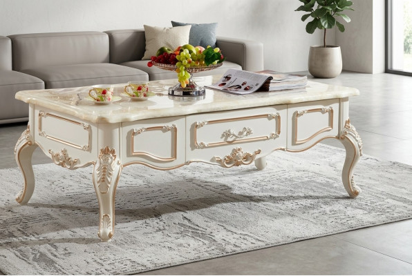 Królewski stolik kawowy 130x73 Tabela Sofa Stolik stoły Białe Drewno