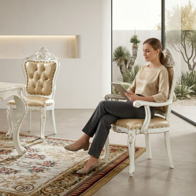 Klasyczna Jadalnia Krzesło Meble Fotel Barokowy Fotel Design Krzesła