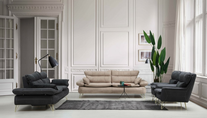 Zestaw sofowy 3+3+1+1 miejsce do siedzenia Ustawić Czarny Sofa Fotel Zestaw Sof 4szt