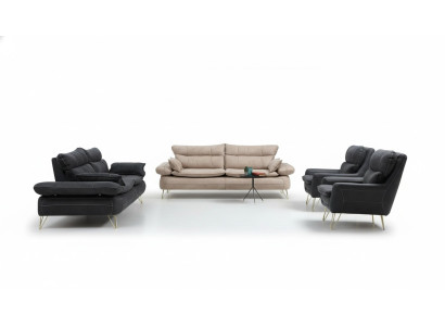 Zestaw sofowy 3+3+1+1 miejsce do siedzenia Ustawić Czarny Sofa Fotel Zestaw Sof 4szt