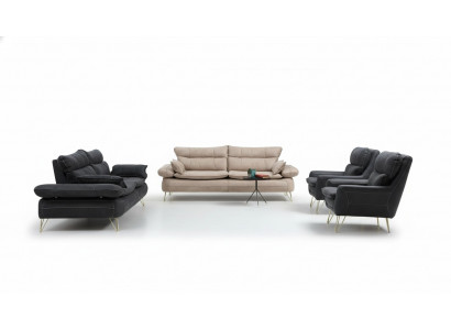 Zestaw sofowy 3+3+1+1 miejsce do siedzenia Ustawić Czarny Sofa Fotel Zestaw Sof 4szt