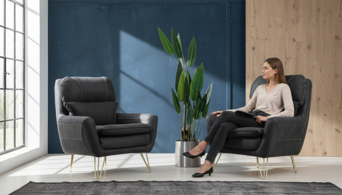 Fotel Siedziba miejsce siedzące Design Living Room Podkładka Luksusowa Czarna Poczekalnia
