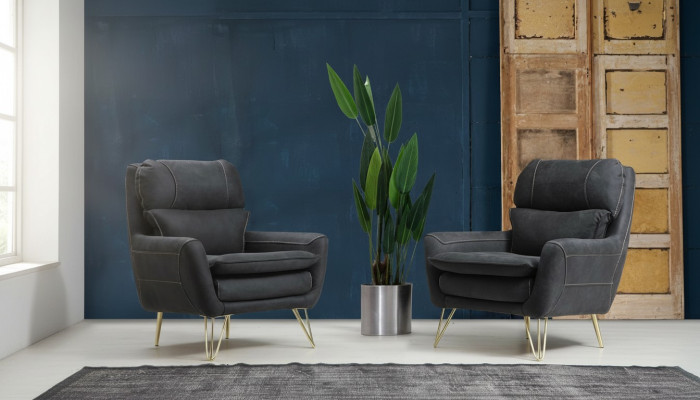 Fotel Siedziba miejsce siedzące Design Living Room Podkładka Luksusowa Czarna Poczekalnia