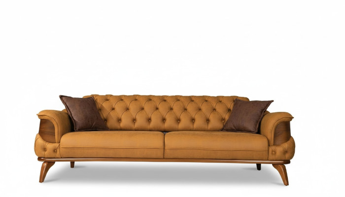 Sofa trzyosobowa Skóra Sofy Sofy Luksusowa kanapa Chesterfield Western USA Żółta