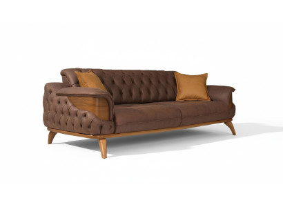 Luksusowa Sofa Trzyosobowa Chesterfield Meble Kanapy Brązowe Sofy Skóra Podkładka Nowe