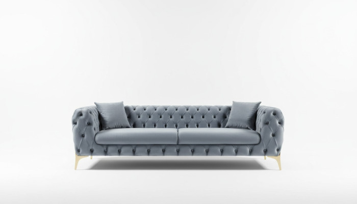 Sofa trzyosobowa luksusowa Chesterfield 3 miejsce do siedzenia Kanapy Szare Sofy Aksamit Nowa Kanapa
