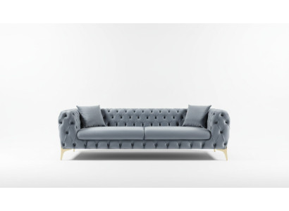 Sofa trzyosobowa luksusowa Chesterfield 3 miejsce do siedzenia Kanapy Szare Sofy Aksamit Nowa Kanapa