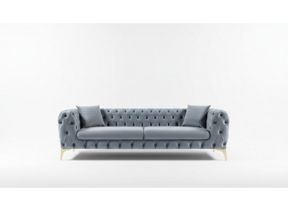 Sofa trzyosobowa luksusowa Chesterfield 3 miejsce do siedzenia Kanapy Szare Sofy Aksamit Nowa Kanapa