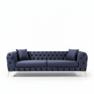 Sofa trzyosobowa luksusowa Chesterfield 3 miejsce do siedzenia Kanapy Sofy Niebieskie Aksamit Nowa Kanapa