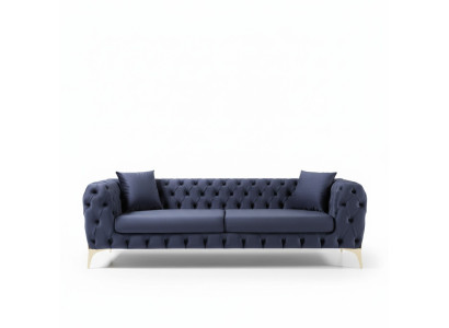 Sofa trzyosobowa luksusowa Chesterfield 3 miejsce do siedzenia Kanapy Sofy Niebieskie Aksamit Nowa Kanapa
