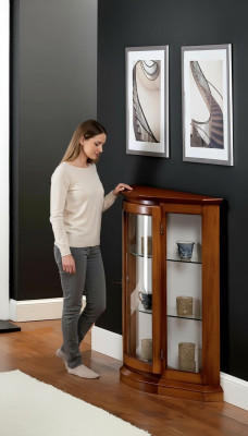 Witryny Szkło Szafa Brąz Gablota Salon Drewno Kredens Luxury Meble Nowe