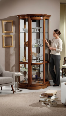 Prezentuje Szkło Szafa Brown Gablota Salon Drewno Kredens Luxury Meble Włochy