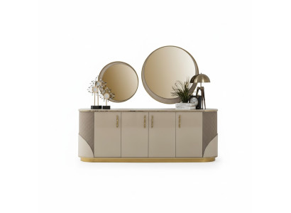 Kredens 2x Lustro Living Room Design Luxury Meble konsola Lowboard Beige